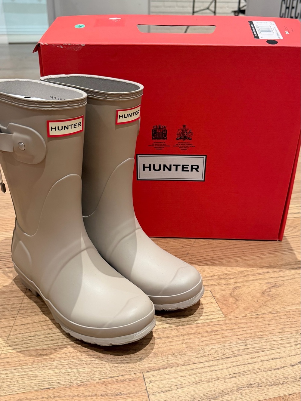 Hunter Light Beige Women Waterproof Rain Boots